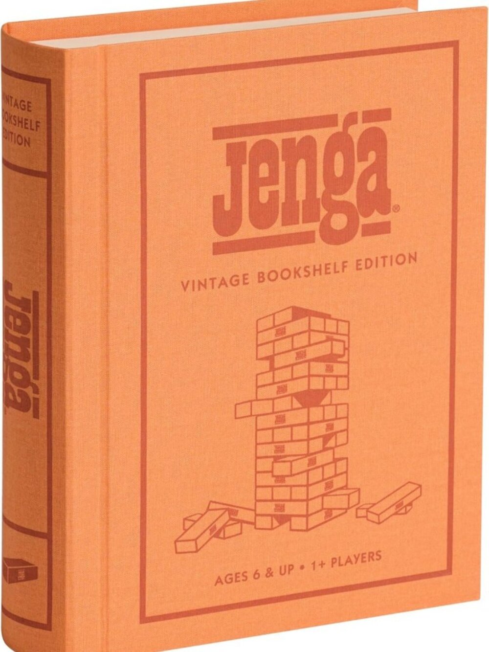Vintage Wood Block Stacking Game - Classic Jenga Bookshelf Edition, Fun Family